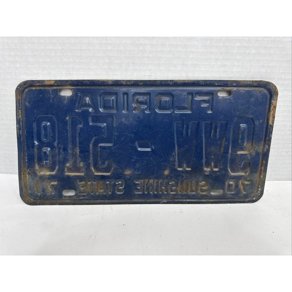 Vintage '70-'71 Florida License Tag Sunshine State 9WW-518